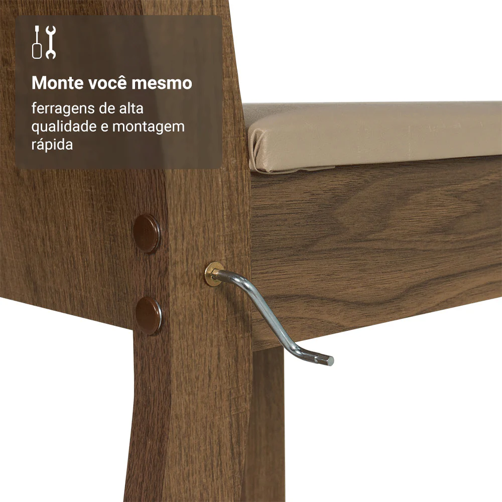 Conjunto Sala de Jantar Mesa Tampo de Madeira com 4 Cadeiras Rustic/Sintético Bege Madesa Luana - Image 8