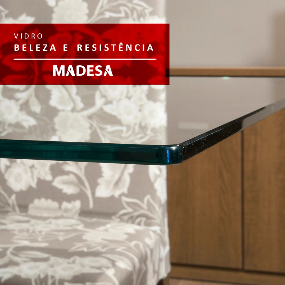 Conjunto Sala de Jantar Madesa Magda Mesa Tampo de Vidro com 4 Cadeiras Rustic/Lírio Bege - Image 8