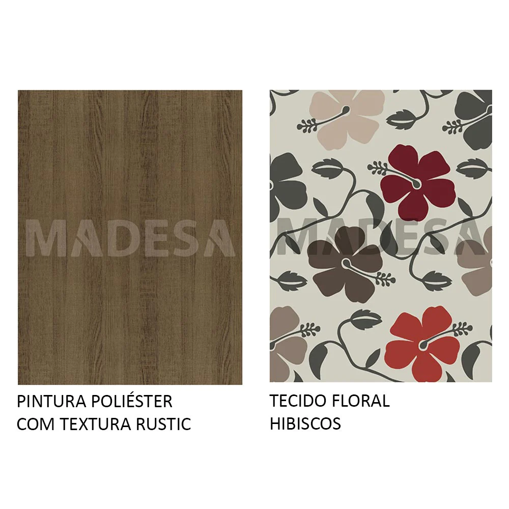 Conjunto Sala de Jantar Madesa Megan Mesa Tampo de Madeira com 6 Cadeiras Rustic/Floral Hibiscos - Image 10