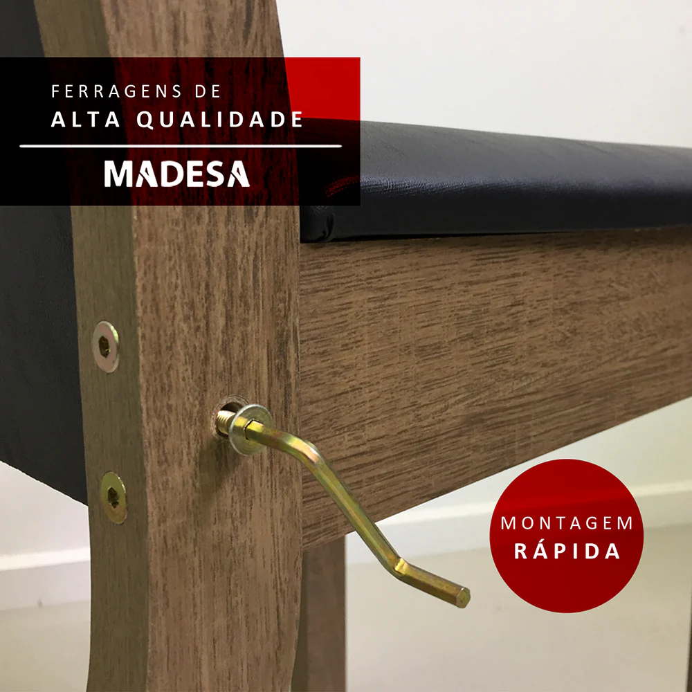 Conjunto Sala de Jantar Madesa Miriam Mesa Tampo de Madeira com 6 Cadeiras Rustic/Crema/Bege Marrom - Image 6
