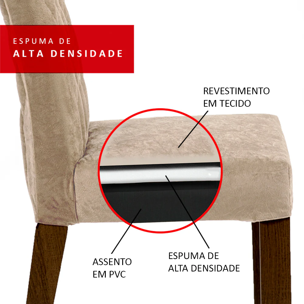 Conjunto Sala de Jantar Madesa Rafaela Mesa Tampo de Vidro com 6 Cadeiras Rustic/Branco/Imperial - Image 9