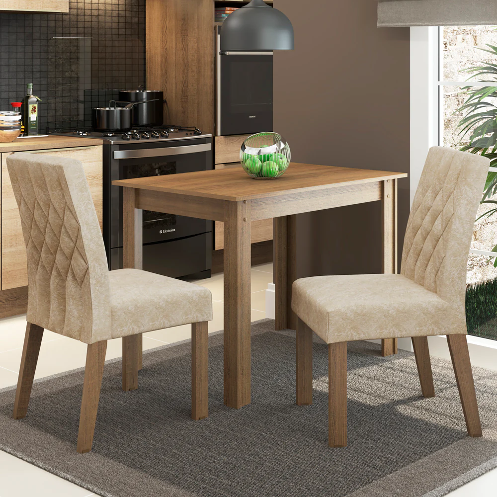Conjunto Sala de Jantar Madesa Vivi Mesa Tampo de Madeira com 2 Cadeiras Rustic/Imperial