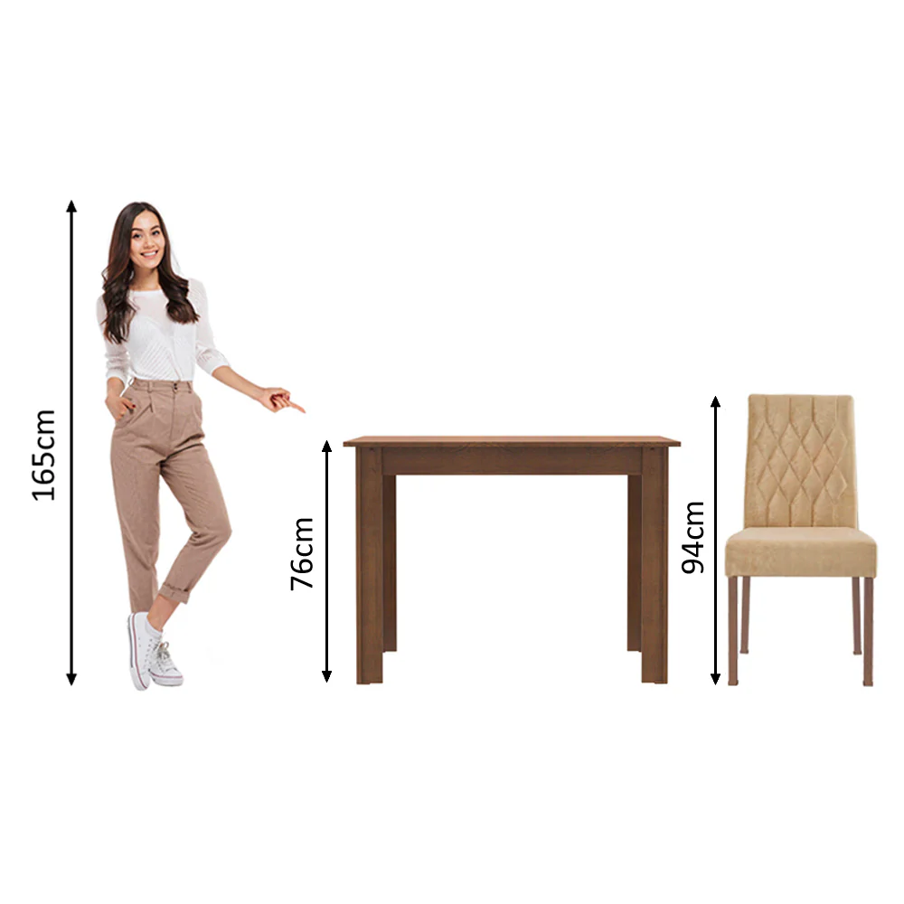Conjunto Sala de Jantar Madesa Vivi Mesa Tampo de Madeira com 2 Cadeiras Rustic/Imperial - Image 8