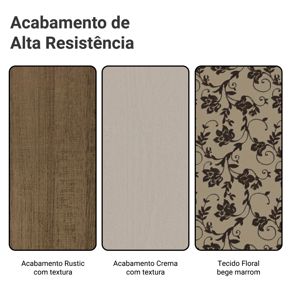 Conjunto Sala de Jantar Magnólia Mesa Tampo de Vidro 4 Cadeiras Rustic/Crema/Bege Marrom Madesa - Image 10