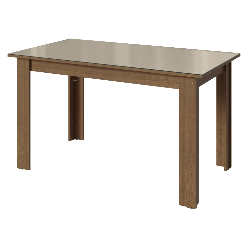 Conjunto Sala de Jantar Magnólia Mesa Tampo de Vidro 4 Cadeiras Rustic/Crema/Floral Hibiscos Madesa - Image 5