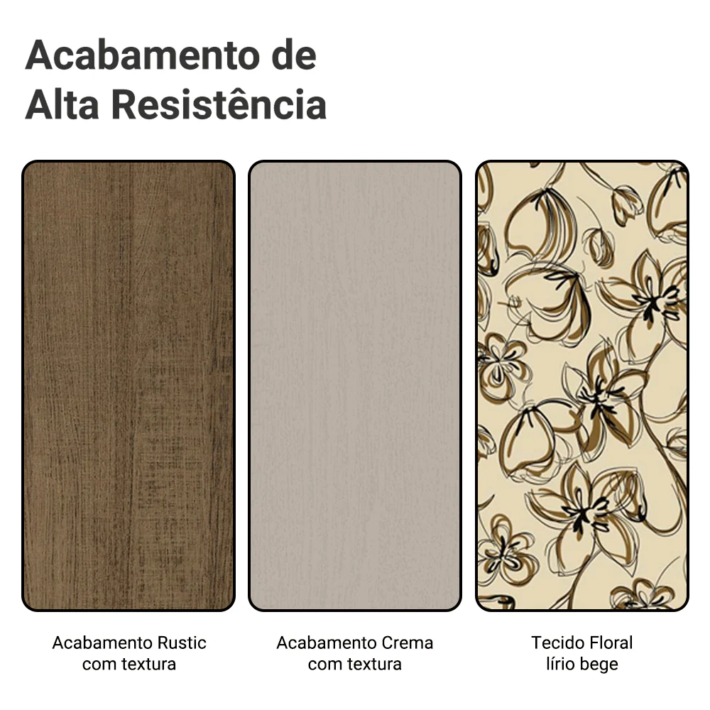 Conjunto Sala de Jantar Magnólia Mesa Tampo de Vidro 4 Cadeiras Rustic/Crema/Lírio Bege Madesa - Image 10