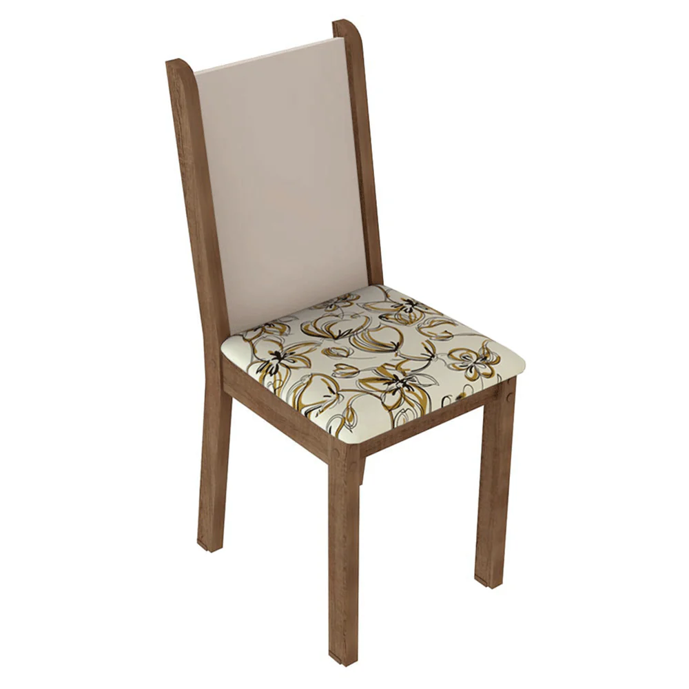 Conjunto Sala de Jantar Magnólia Mesa Tampo de Vidro 4 Cadeiras Rustic/Crema/Lírio Bege Madesa - Image 6
