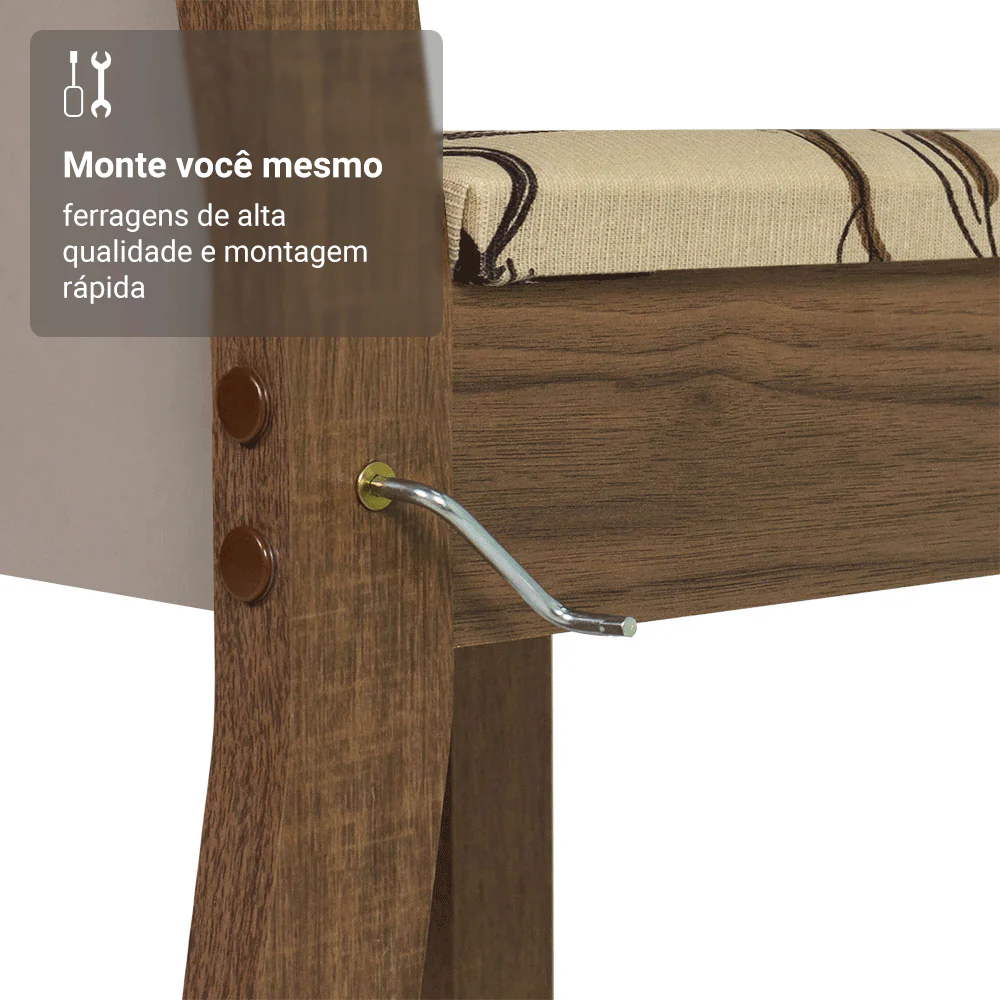 Conjunto Sala de Jantar Magnólia Mesa Tampo de Vidro 4 Cadeiras Rustic/Crema/Lírio Bege Madesa - Image 8