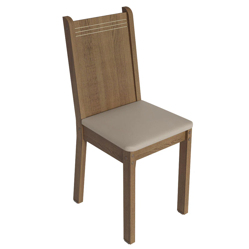 Conjunto Sala de Jantar Madesa Maris Mesa Tampo de Madeira com 6 Cadeiras Rustic/Sintético Bege - Image 5