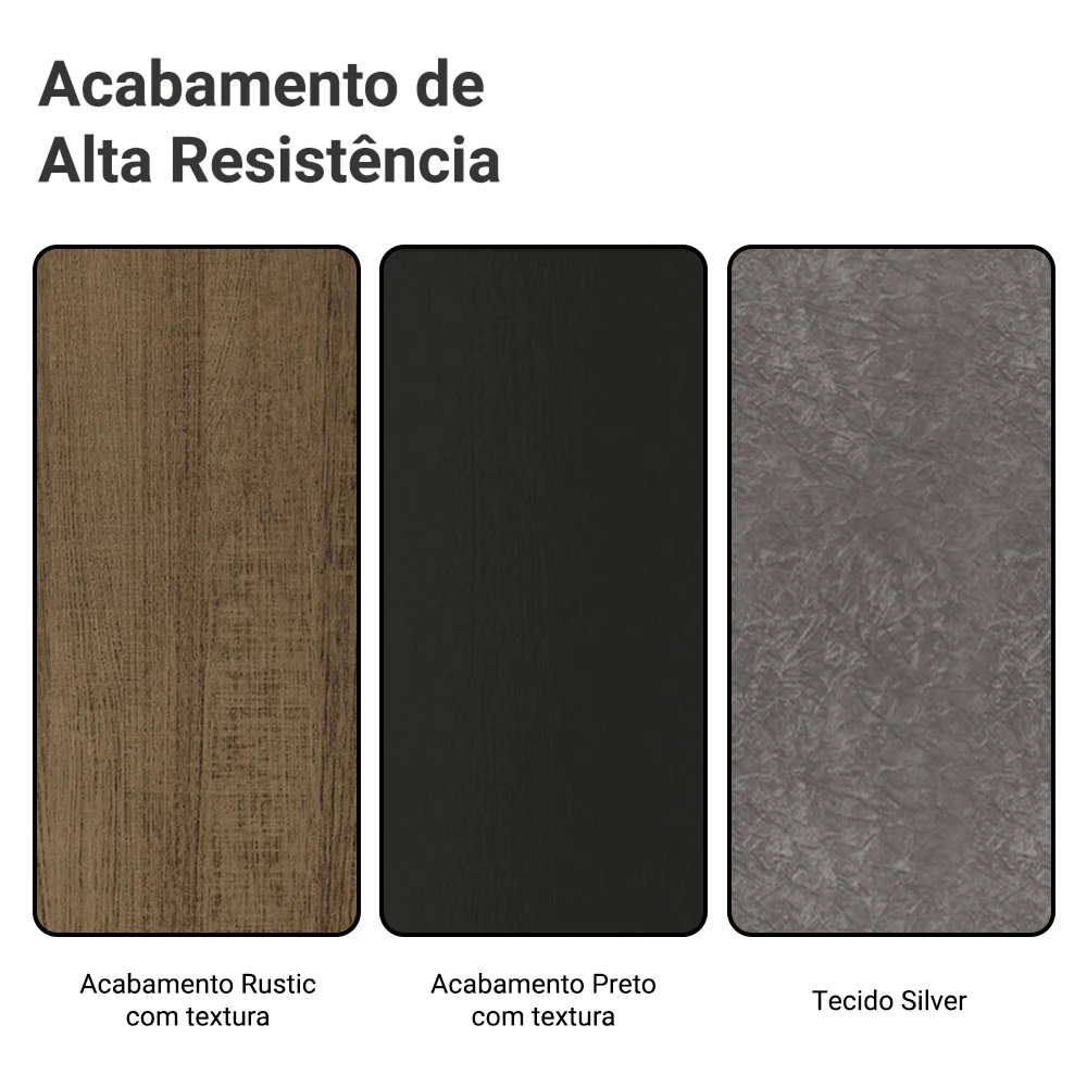 Conjunto Sala de Jantar Tampo com Vidro 6 Cadeiras Rustic/Preto/Silver Pienza Madesa - Image 10