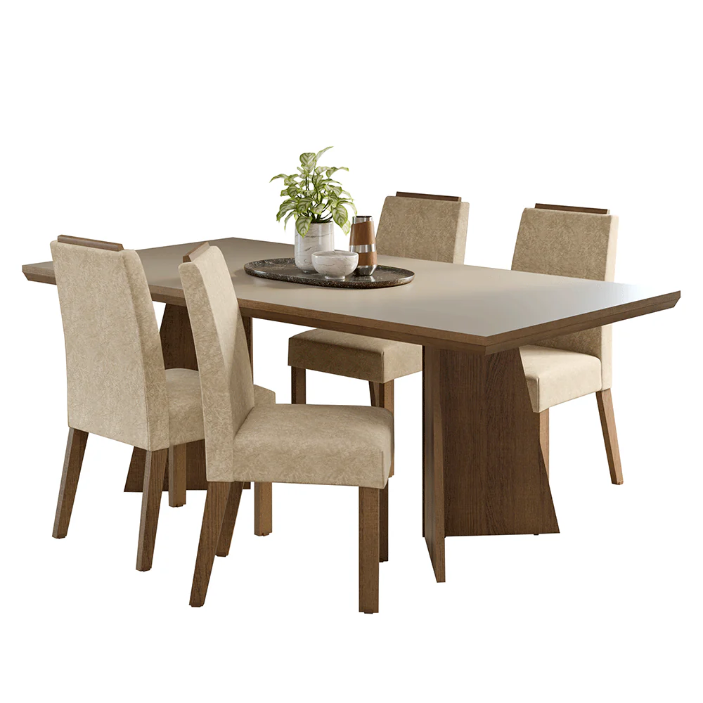Conjunto Sala de Jantar Tampo de Madeira 4 Cadeiras Rustic/Crema/Imperial Arles Madesa - Image 2