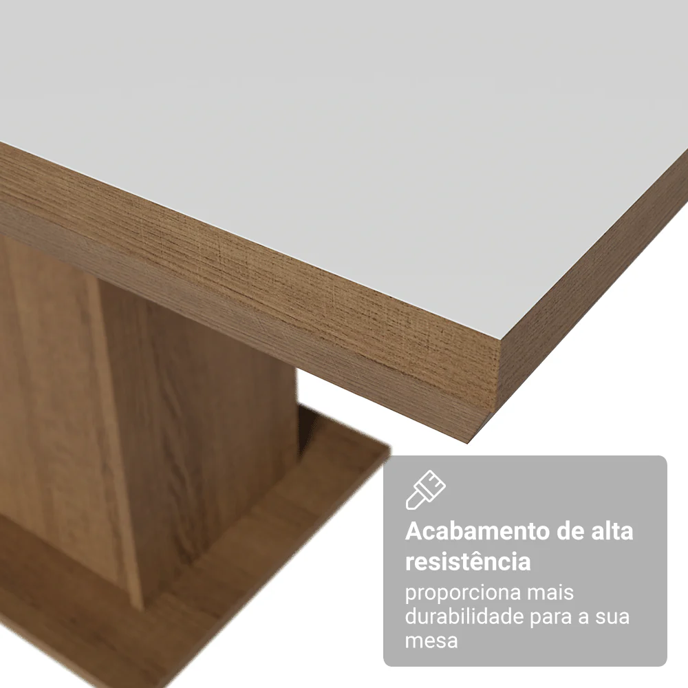 Conjunto Sala de Jantar Tampo de Madeira 6 Cadeiras Rustic/Branco/Imperial Grasse Madesa - Image 7