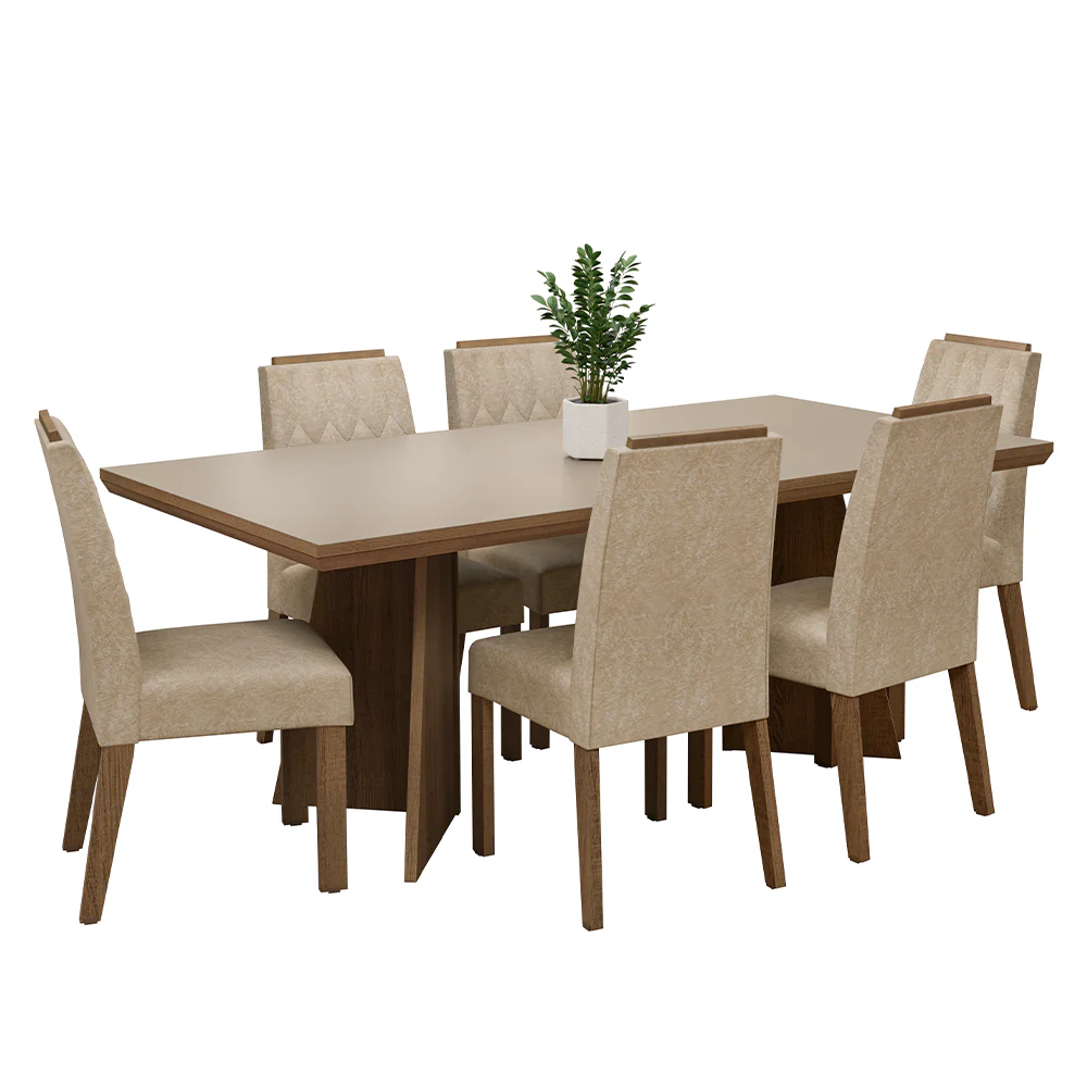 Conjunto Sala de Jantar Tampo de Madeira 6 Cadeiras Rustic/Cinza/Imperial Sarlat Madesa - Image 2
