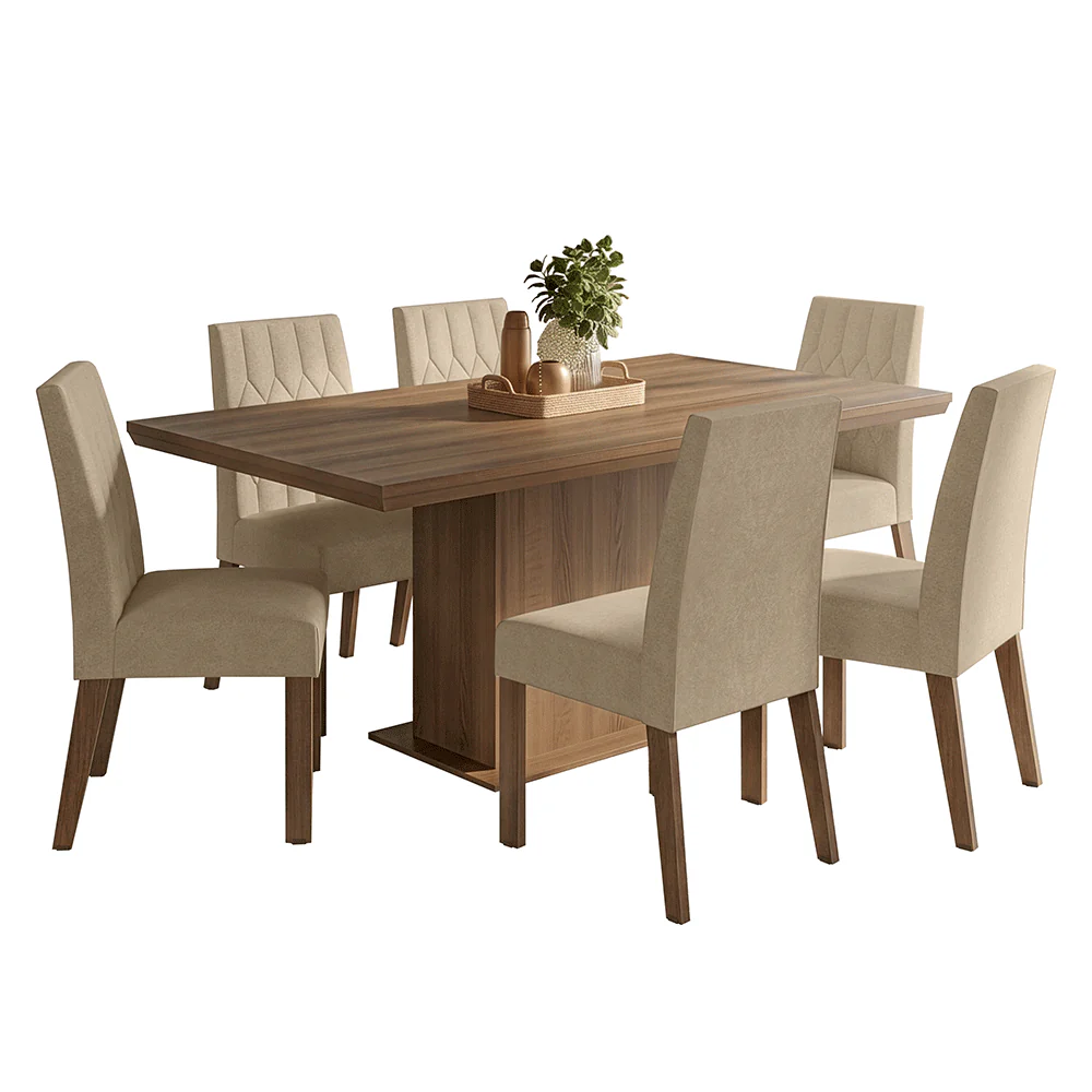 Conjunto Sala de Jantar Tampo de Madeira 6 Cadeiras Rustic/Imperial Luso Madesa - Image 2