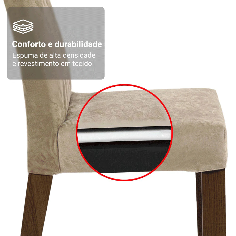 Conjunto Sala de Jantar Tampo de Madeira 6 Cadeiras Rustic/Imperial Luso Madesa - Image 8