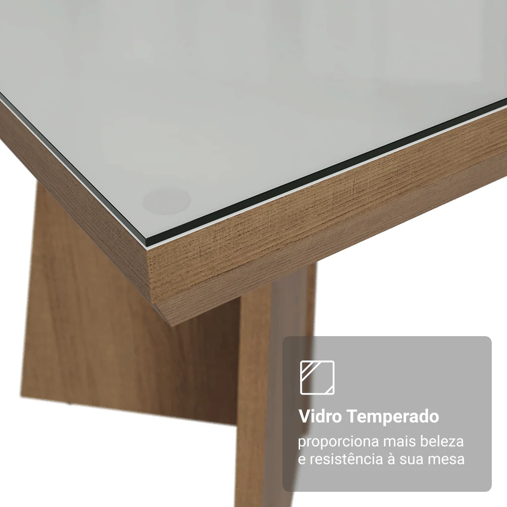 Conjunto Sala de Jantar Tampo com Vidro 4 Cadeiras Rustic/Branco/Imperial Todi Madesa - Image 7
