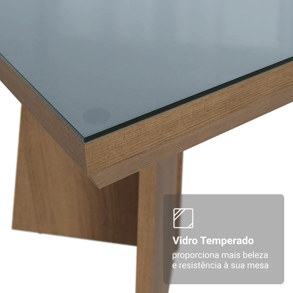 Conjunto Sala de Jantar Tampo com Vidro 4 Cadeiras Rustic/Cinza/Silver Todi Madesa - Image 7