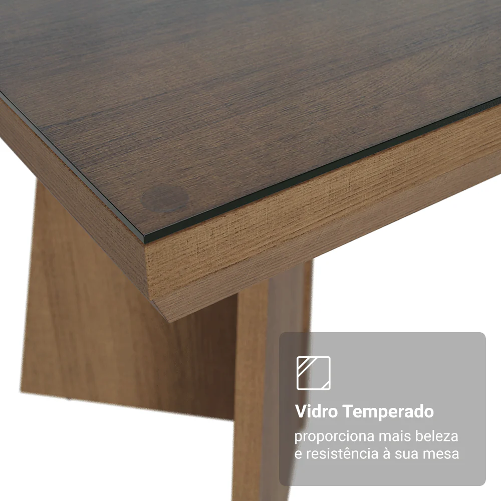 Conjunto Sala de Jantar Tampo com Vidro 4 Cadeiras Rustic/Imperial Todi Madesa - Image 7