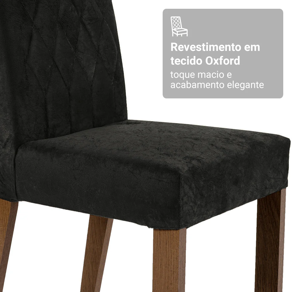 Conjunto Sala de Jantar Tampo de Vidro 4 Cadeiras Rustic/Oxford Pétala Madesa - Image 10