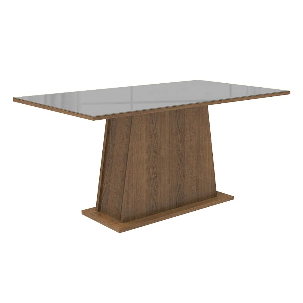 Conjunto Sala de Jantar Tampo de Vidro 6 Cadeiras Rustic/Cinza/Silver Peônia Madesa - Image 6