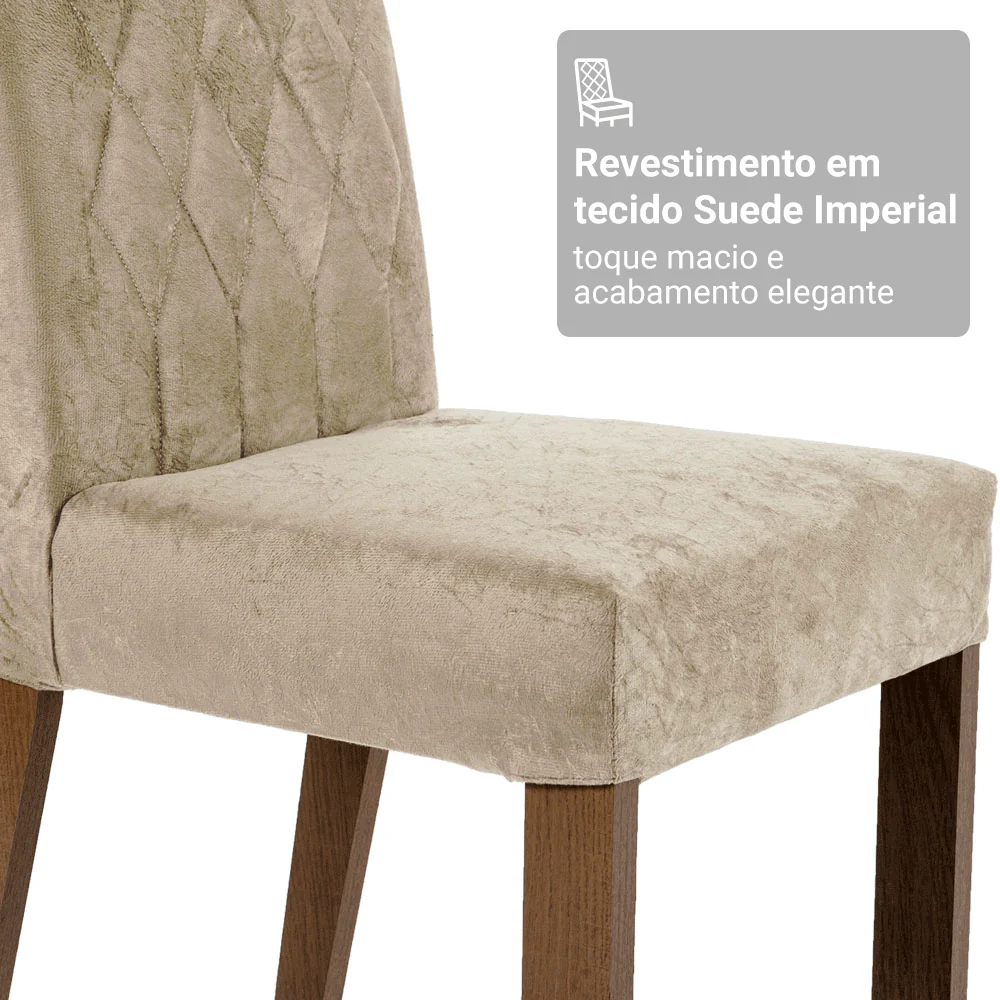 Conjunto Sala de Jantar Tampo com Vidro 6 Cadeiras Rustic/Imperial Dinan Madesa - Image 9