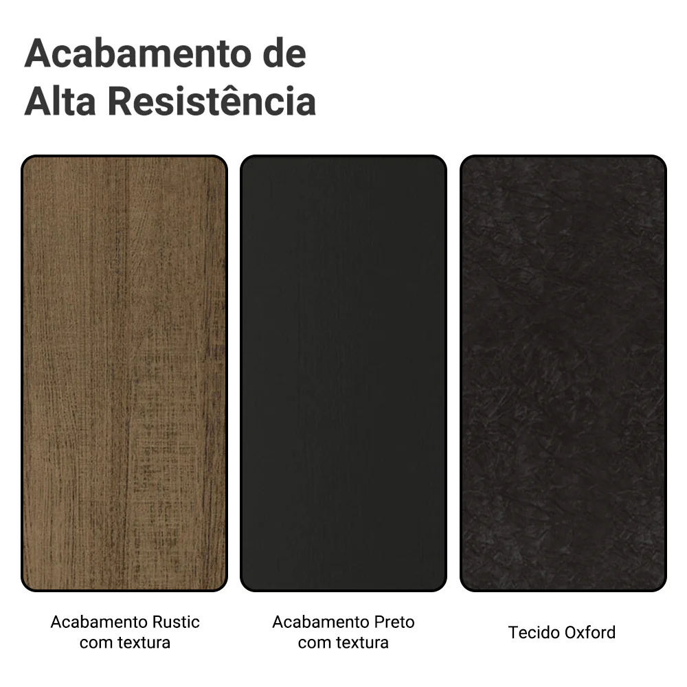 Conjunto Sala de Jantar Tampo de Vidro 6 Cadeiras Rustic/Preto/Oxford Peônia Madesa - Image 11