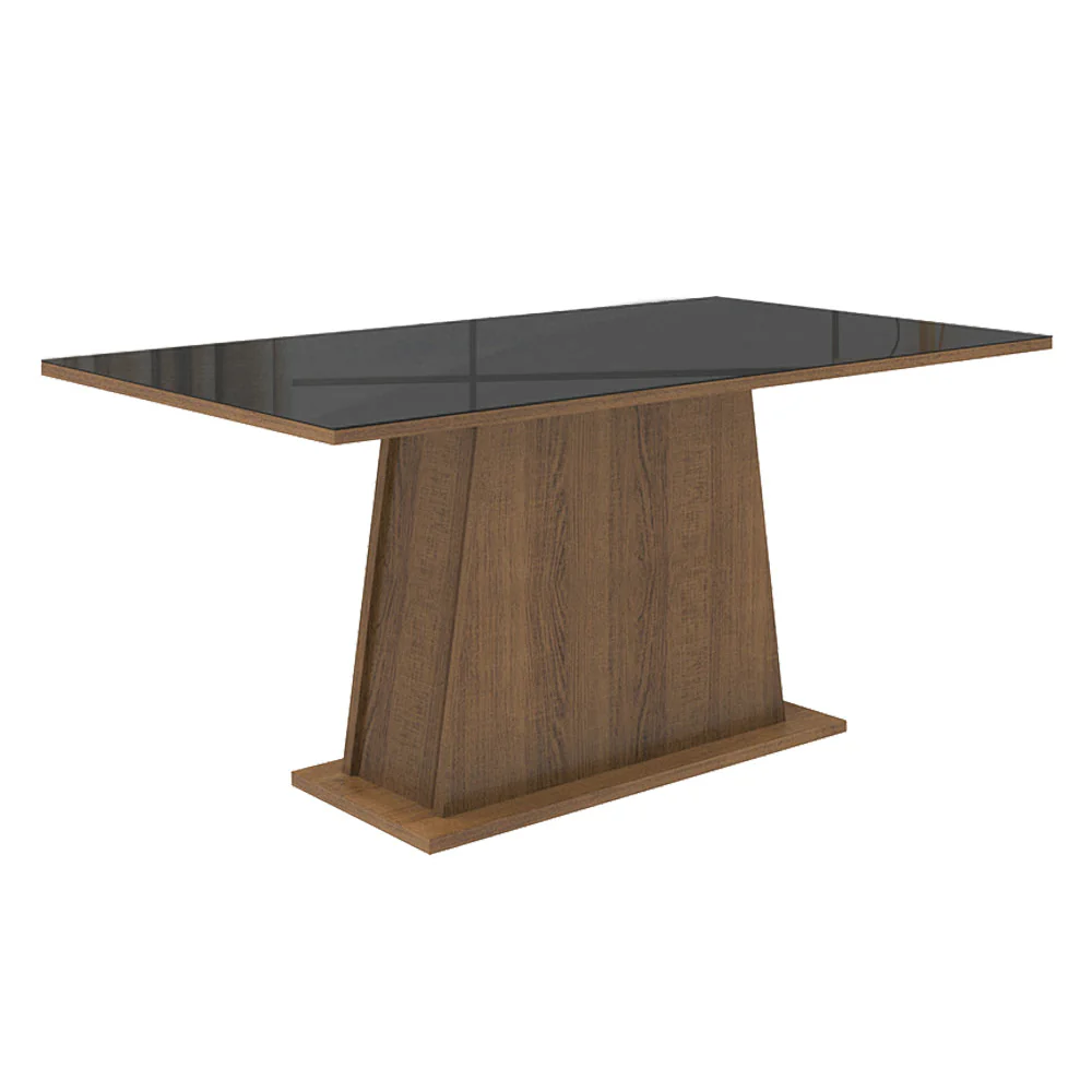 Conjunto Sala de Jantar Tampo de Vidro 6 Cadeiras Rustic/Preto/Oxford Tulipa Madesa - Image 6