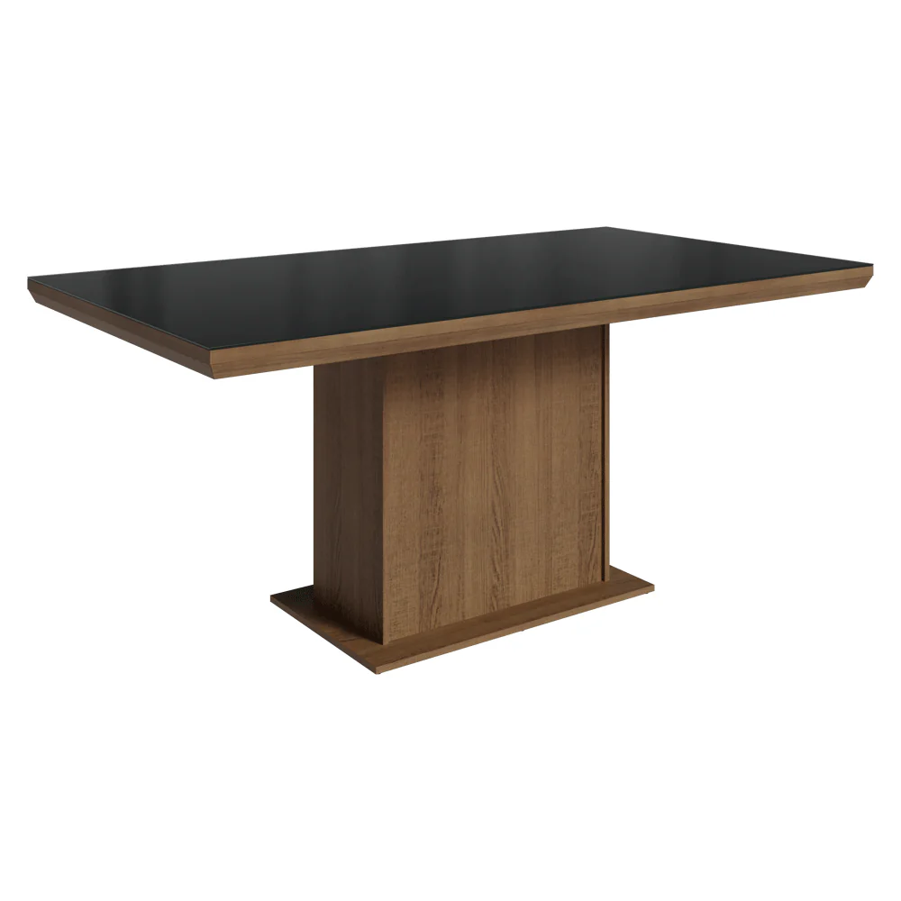 Conjunto Sala de Jantar Tampo com Vidro 6 Cadeiras Rustic/Preto/Silver Alba Madesa - Image 5