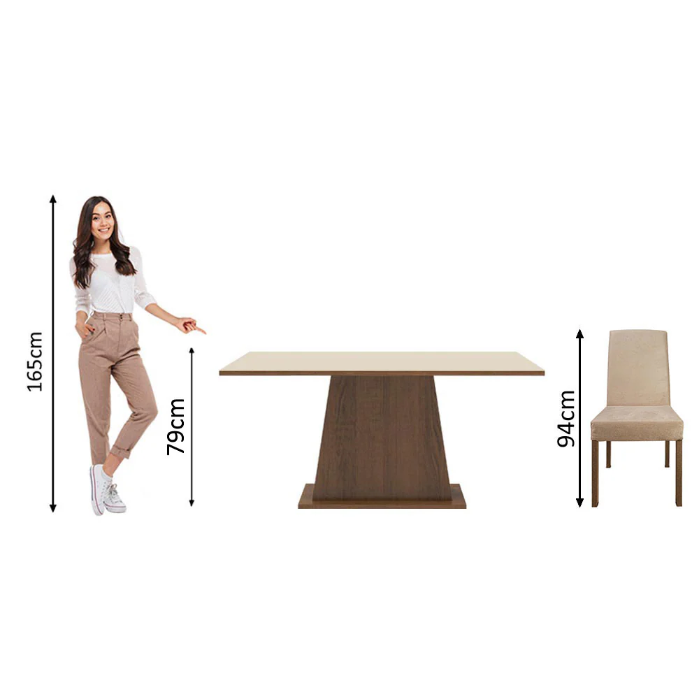 Conjunto Sala de Jantar Madesa Flavia Mesa Tampo de Madeira com 4 Cadeiras Rustic/Crema/Imperial - Image 8