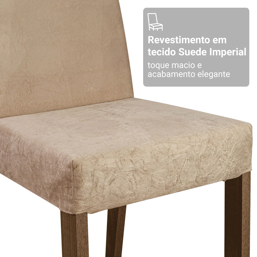 Conjunto Sala de Jantar Madesa Patricia Mesa Tampo de Vidro com 6 Cadeiras Rustic/Crema/Imperial - Image 7