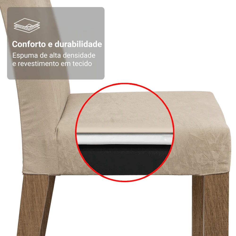 Conjunto Sala de Jantar Madesa Patricia Mesa Tampo de Vidro com 6 Cadeiras Rustic/Crema/Imperial - Image 8
