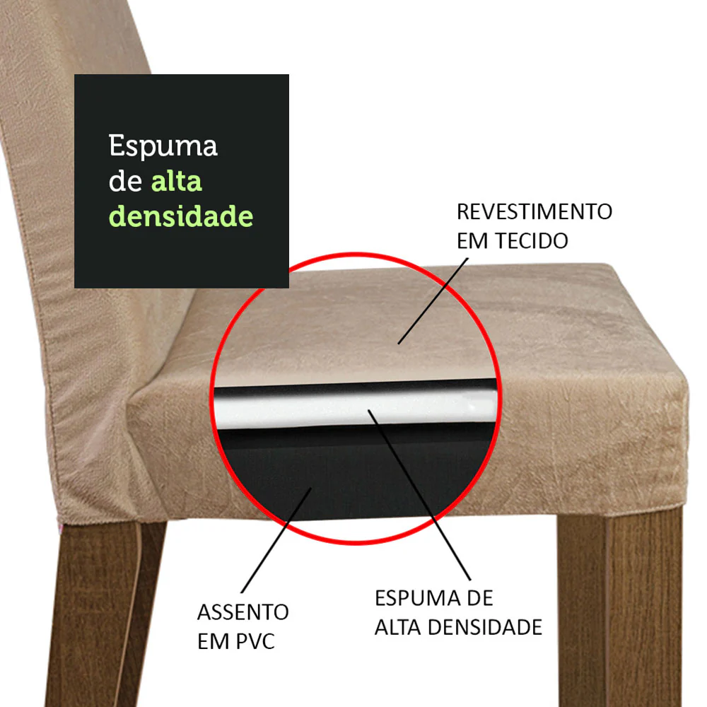 Conjunto Sala de Jantar Madesa Patricia Mesa Tampo de Vidro com 6 Cadeiras Rustic/Preto/Imperial - Image 9
