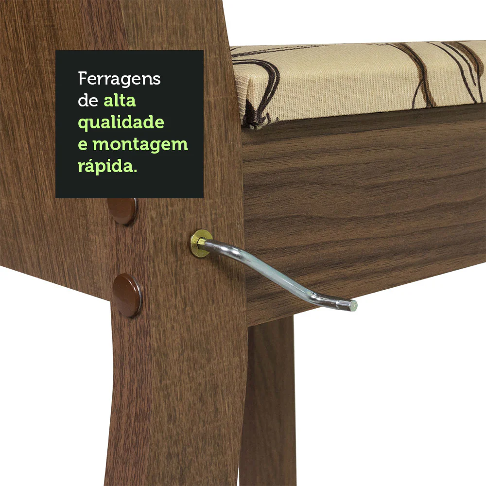 Conjunto Sala de Jantar Mesa Tampo de Madeira 4 Cadeiras Rustic/Cinza/Lírio Bege Samara Madesa - Image 7