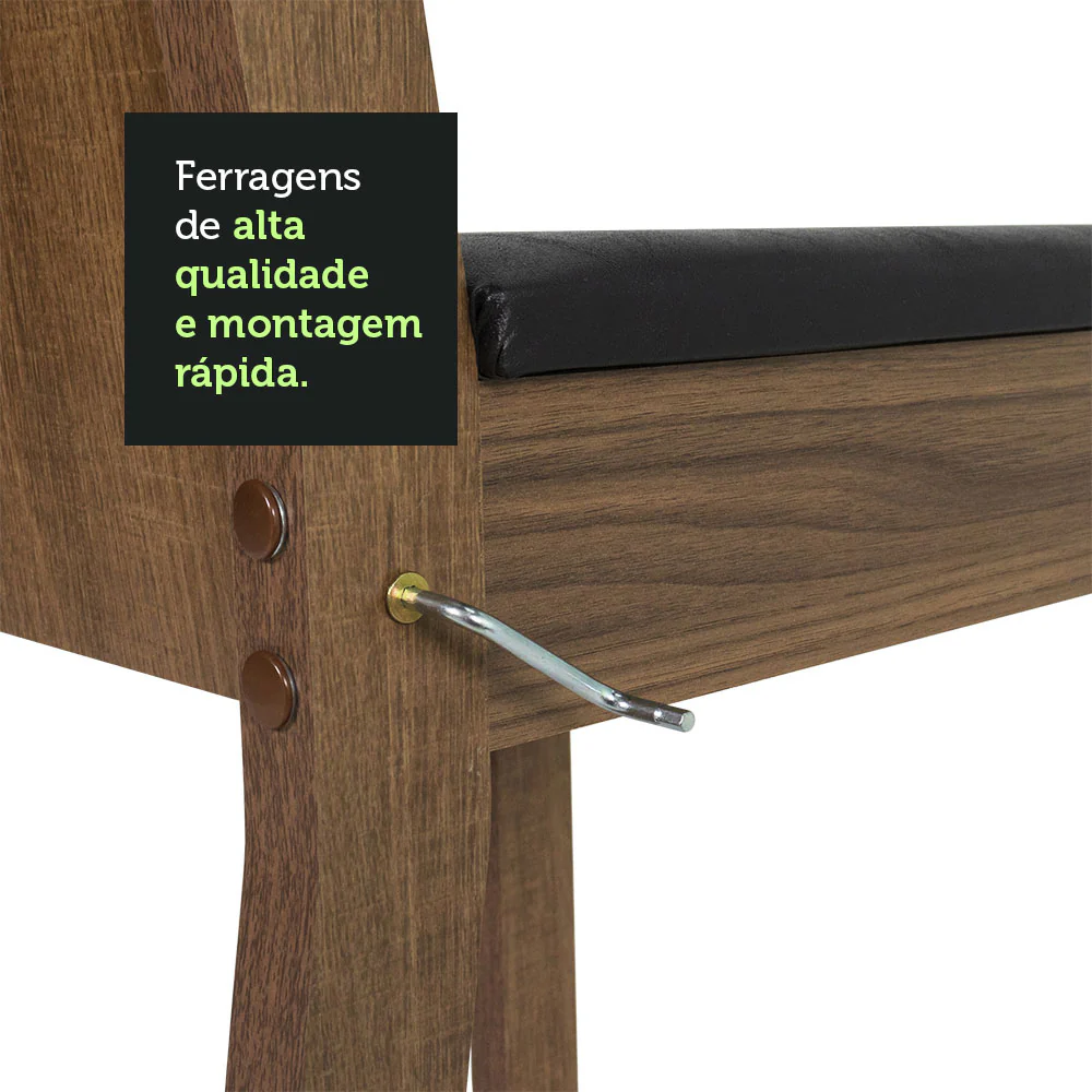 Conjunto Sala de Jantar Mesa Tampo de Madeira 4 Cadeiras Rustic/Cinza/Preto Samara Madesa - Image 7