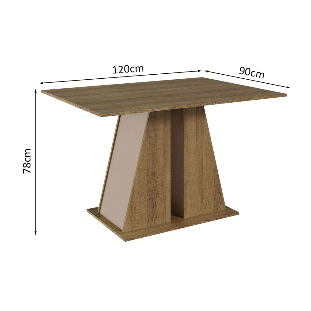 Conjunto Sala de Jantar Mesa Tampo de Madeira 4 Cadeiras Rustic/Crema/Hibiscos Sophie Madesa - Image 3