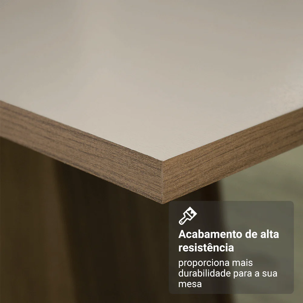 Conjunto Sala de Jantar Mesa Tampo de Madeira 4 Cadeiras Rustic/Crema/Sintético Bege Briana Madesa - Image 9