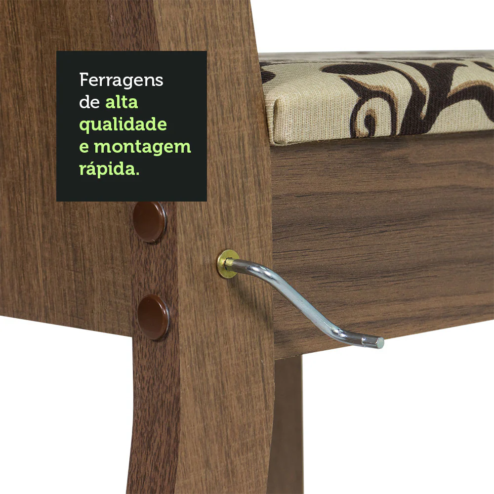 Conjunto Sala de Jantar Mesa Tampo de Madeira 6 Cadeiras Rustic/Crema/Bege Marrom Sharon Madesa - Image 8
