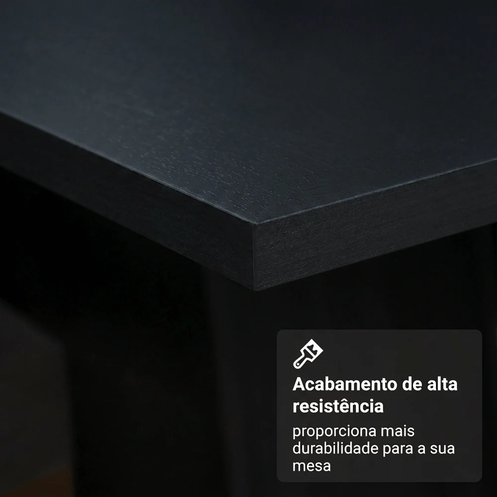 Conjunto Sala de Jantar Mesa Tampo de Madeira 6 Cadeiras Rustic/Preto/Oxford Allegro Madesa - Image 6