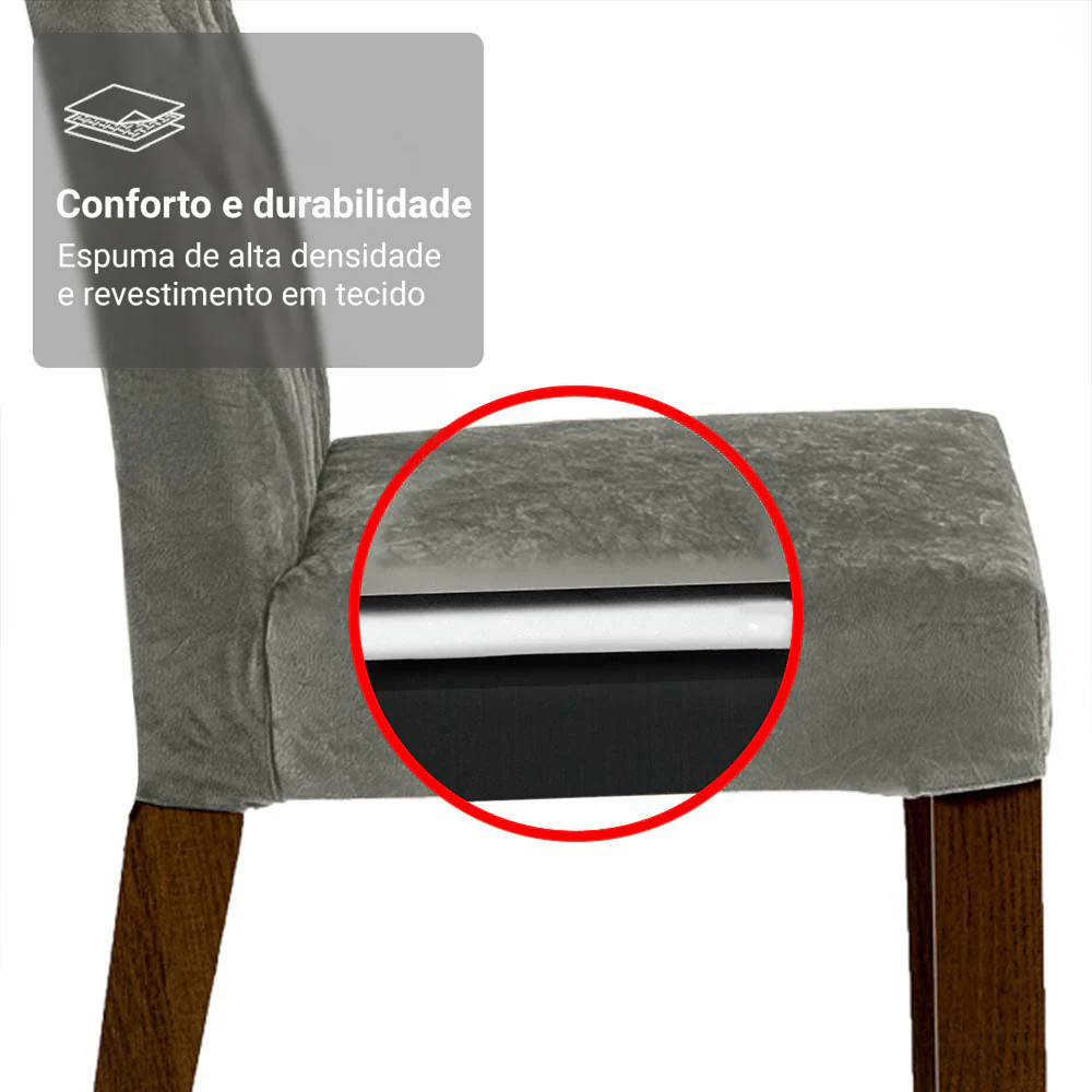 Conjunto Sala de Jantar Mesa Tampo de Madeira 6 Cadeiras Rustic/Preto/Silver Allegro Madesa - Image 7