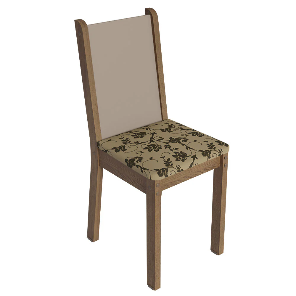 Conjunto Sala de Jantar Mesa Tampo de Madeira 8 Cadeiras Rustic/Crema/Bege Marrom Marisa Madesa - Image 6