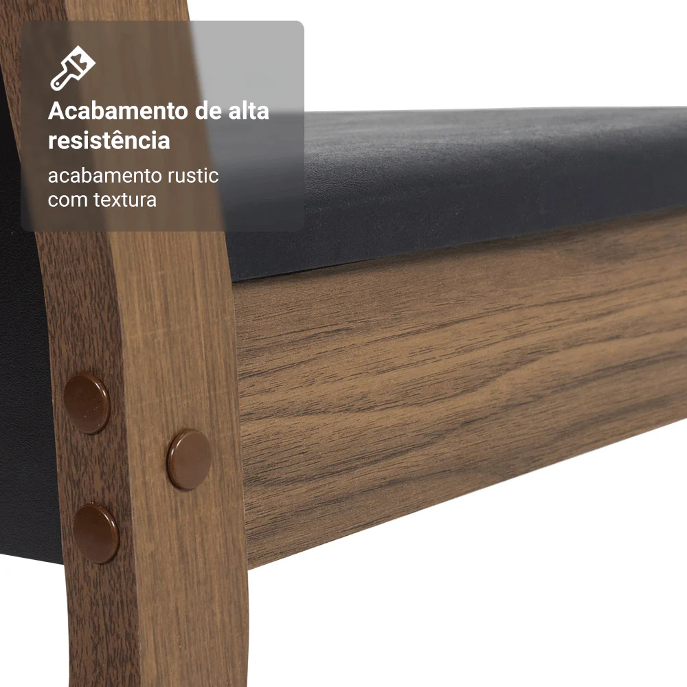 Conjunto Sala de Jantar Mesa Tampo de Madeira 8 Cadeiras Rustic/Preto Marisa Madesa - Image 8