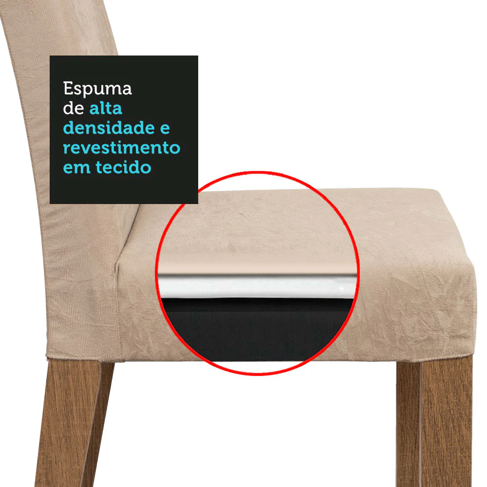 Conjunto Sala de Jantar Mesa Tampo de Vidro 4 Cadeiras Rustic/Crema/Imperial Avril Madesa - Image 8