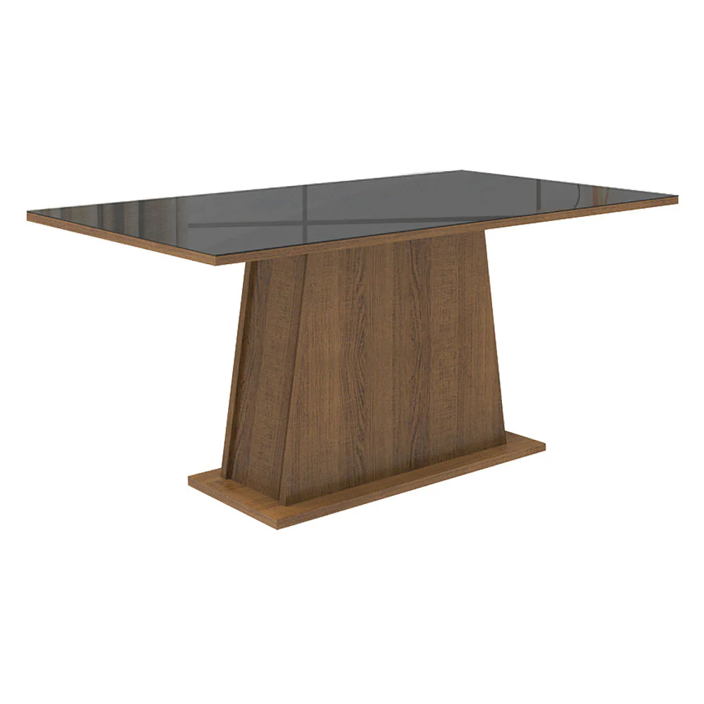 Conjunto Sala de Jantar  Mesa Tampo de Vidro  4 Cadeiras Rustic/Preto/Oxford Sabrina Madesa - Image 5