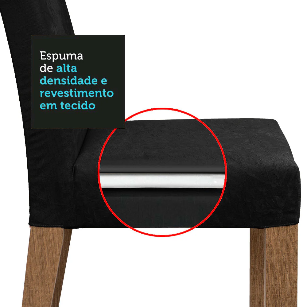 Conjunto Sala de Jantar Mesa Tampo de Vidro 4 Cadeiras Rustic/Preto/Oxford Taylor Madesa - Image 8