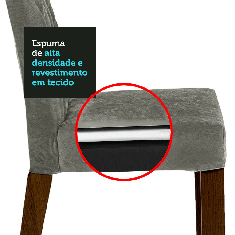 Conjunto Sala de Jantar Mesa Tampo de Vidro 4 Cadeiras Rustic/Preto/Silver Harper Madesa - Image 8