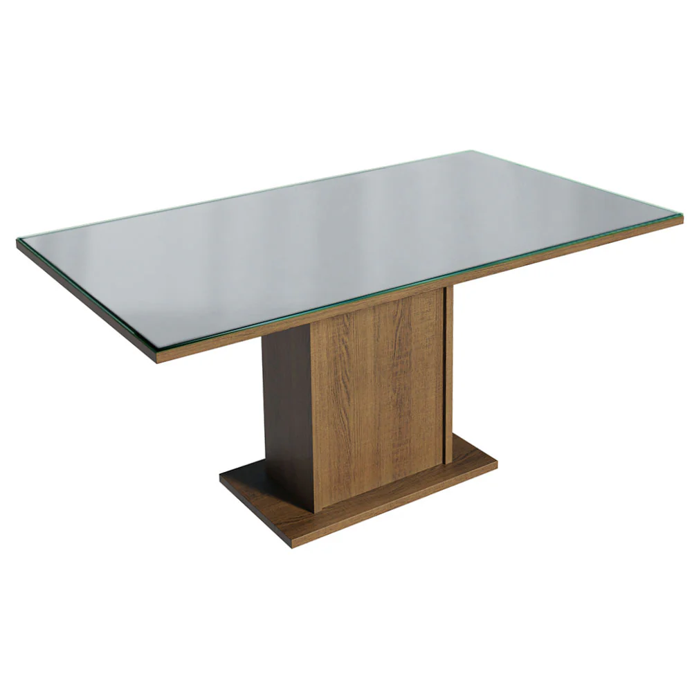 Conjunto Sala de Jantar Mesa Tampo de Vidro 6 Cadeiras Rustic/Cinza/Silver Alexis Madesa - Image 4