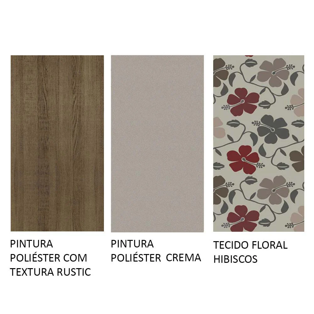Conjunto Sala de Jantar Mesa Tampo de Vidro 6 Cadeiras Rustic/Crema/Hibiscos Heloísa Madesa - Image 10