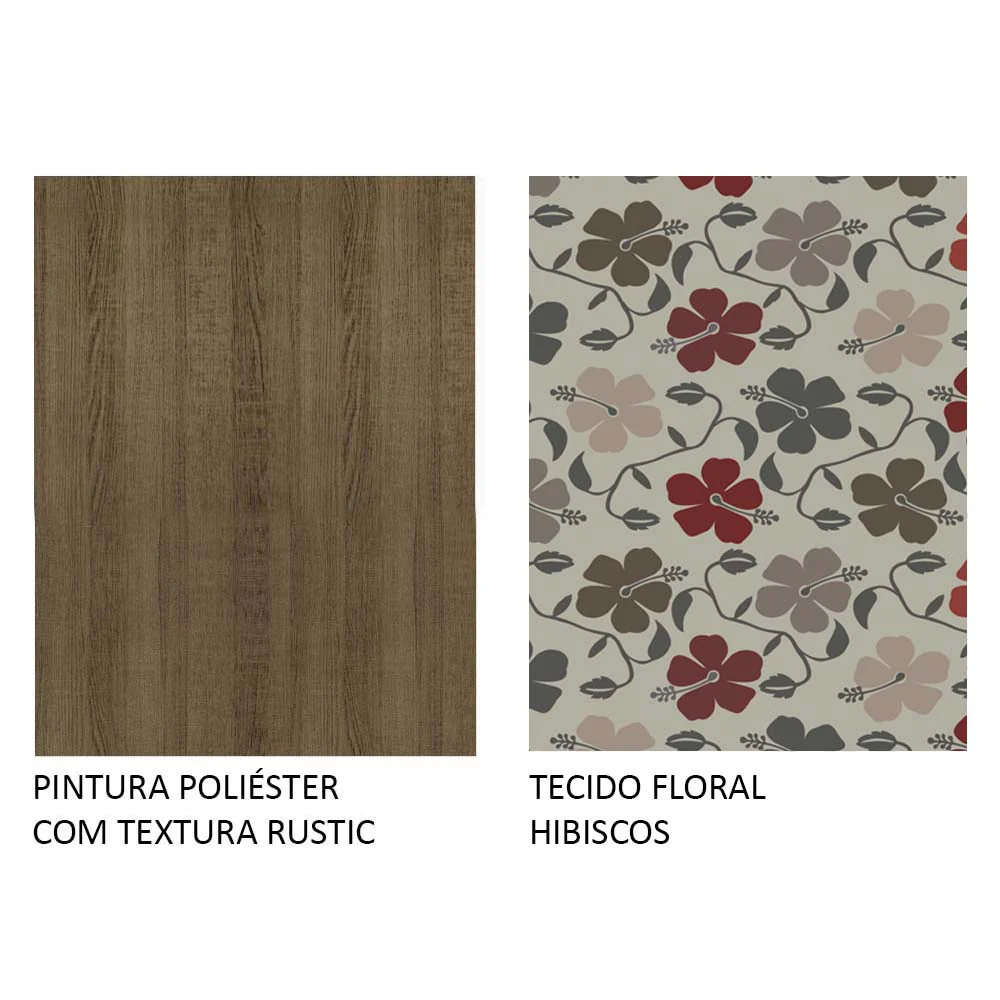 Conjunto Sala de Jantar Mesa Tampo de Vidro 6 Cadeiras Rustic/Hibiscos Isla Madesa - Image 10