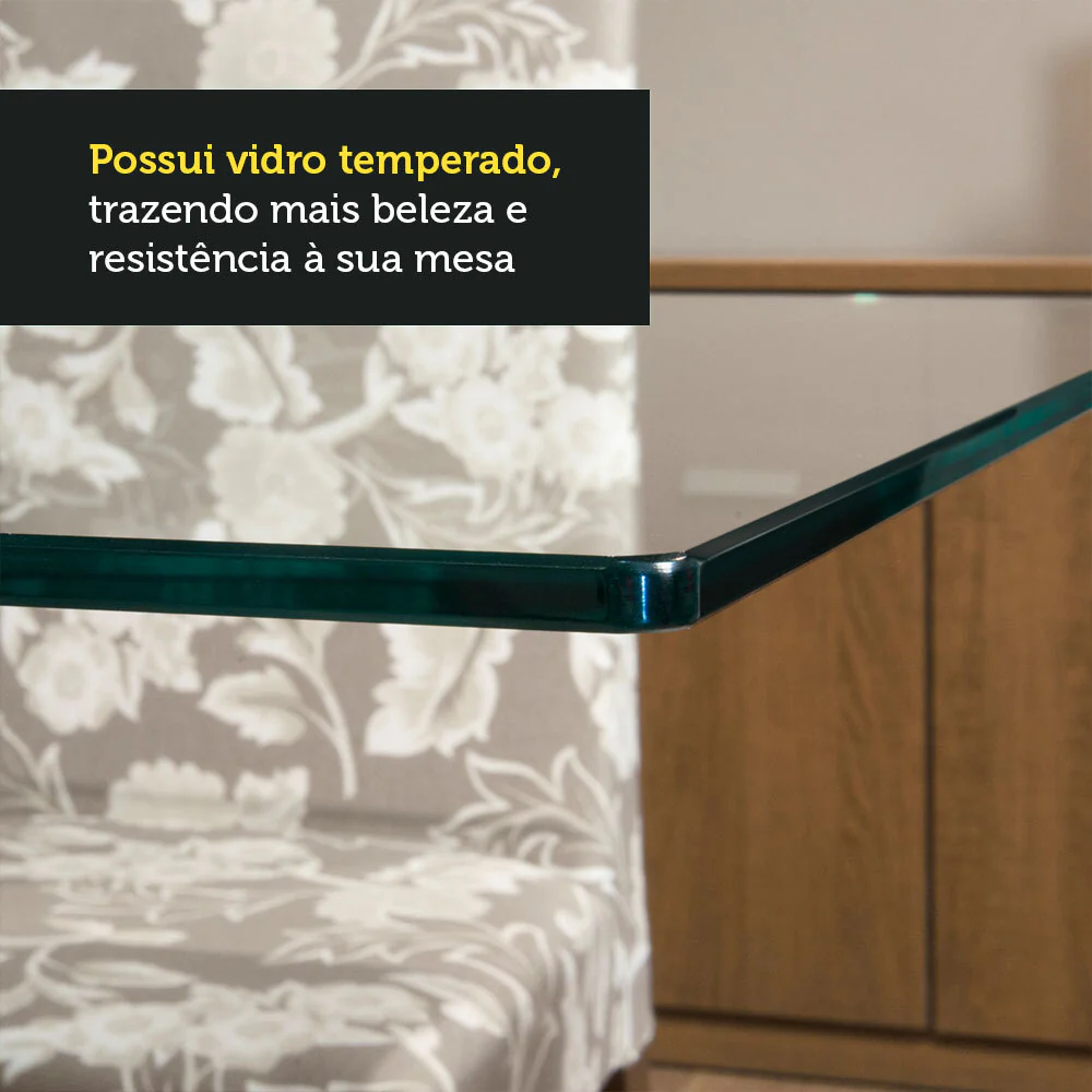 Conjunto Sala de Jantar Mesa Tampo de Vidro 6 Cadeiras Rustic/Preto/Imperial Geórgia Madesa - Image 8