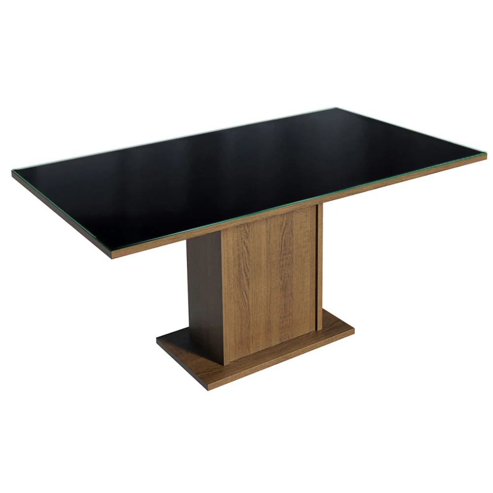 Conjunto Sala de Jantar Mesa Tampo de Vidro 6 Cadeiras Rustic/Preto/Oxford Geórgia Madesa - Image 5